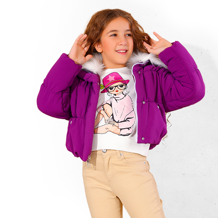 Faux Fur Trim Puffer Jacket