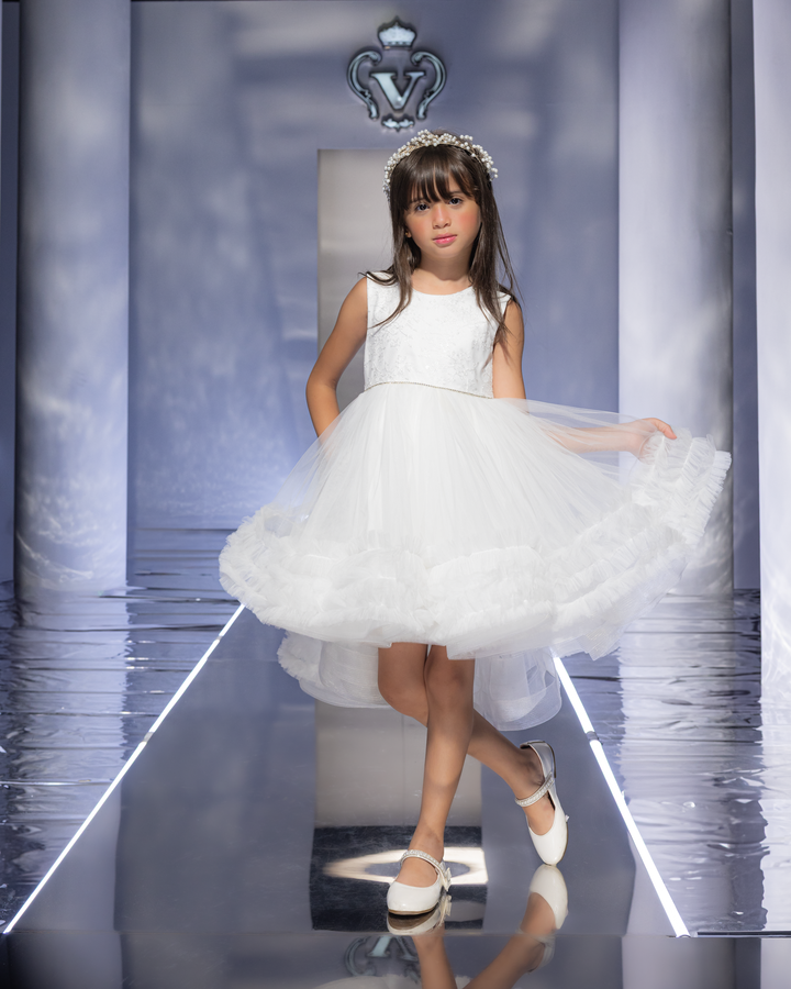 Tiered Ruffle Hem Asymmetric Dress