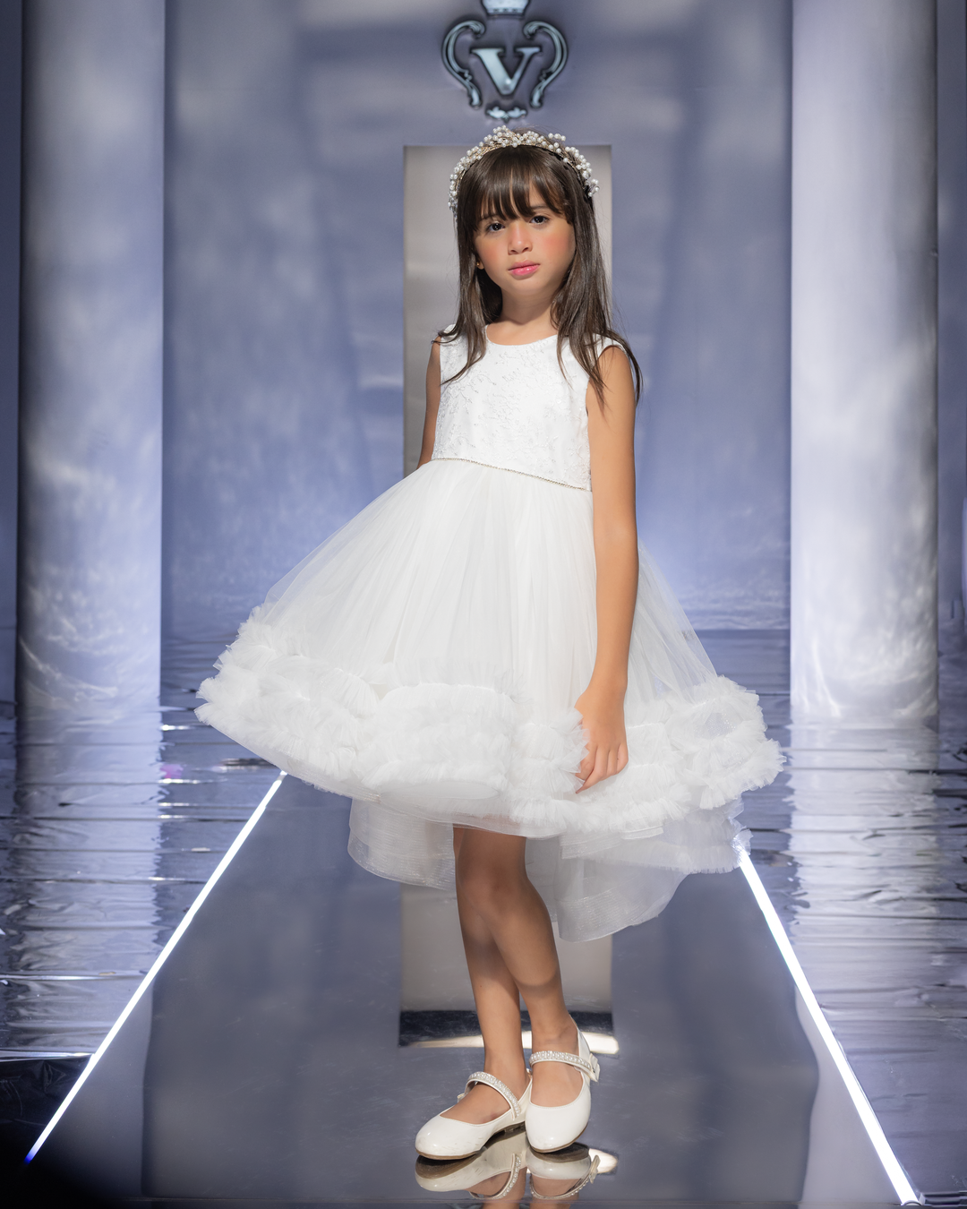 Tiered Ruffle Hem Asymmetric Dress