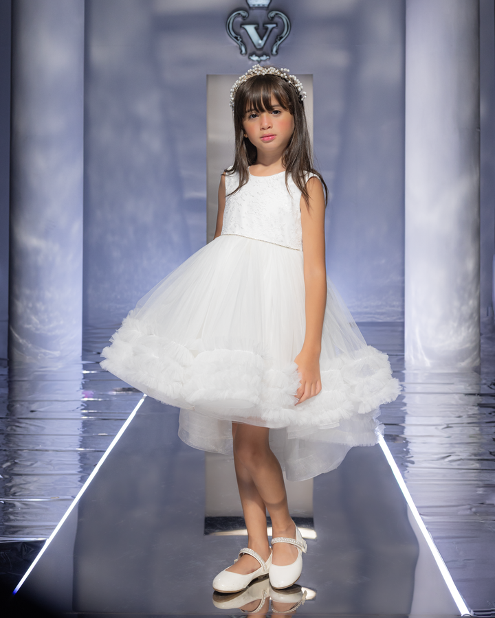 Tiered Ruffle Hem Asymmetric Dress