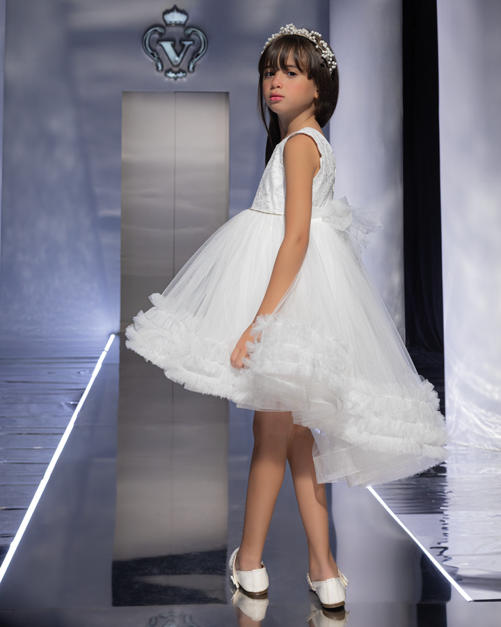 Tiered Ruffle Hem Asymmetric Dress