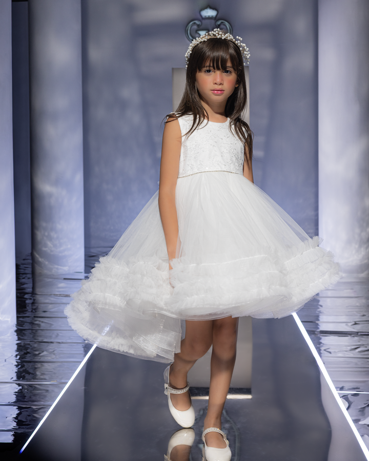 Tiered Ruffle Hem Asymmetric Dress