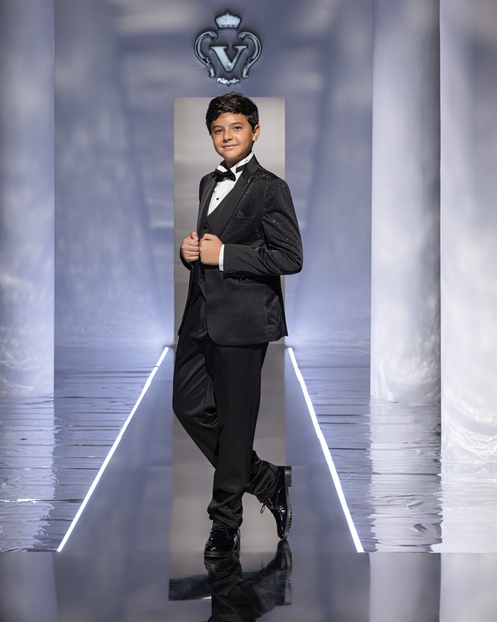 Glitter-Embellished Formal Suit Set