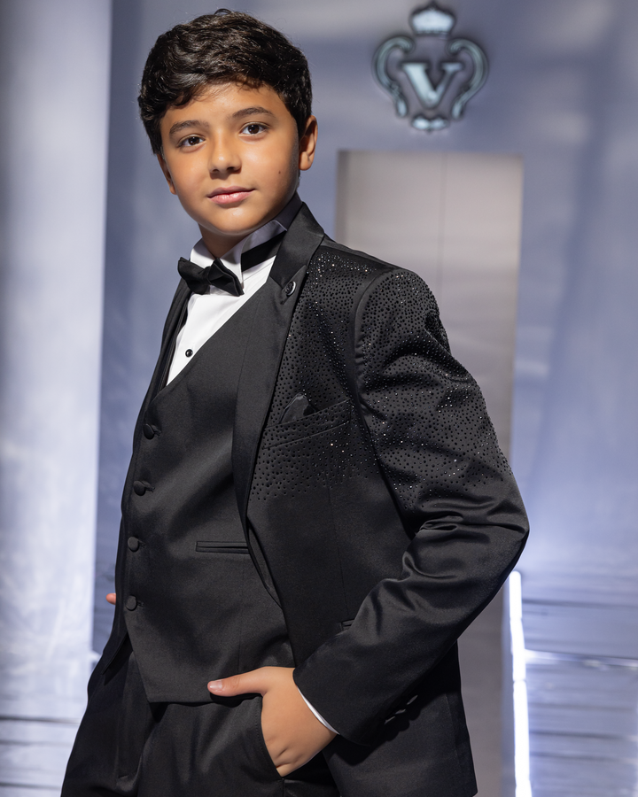 Glitter-Embellished Formal Suit Set