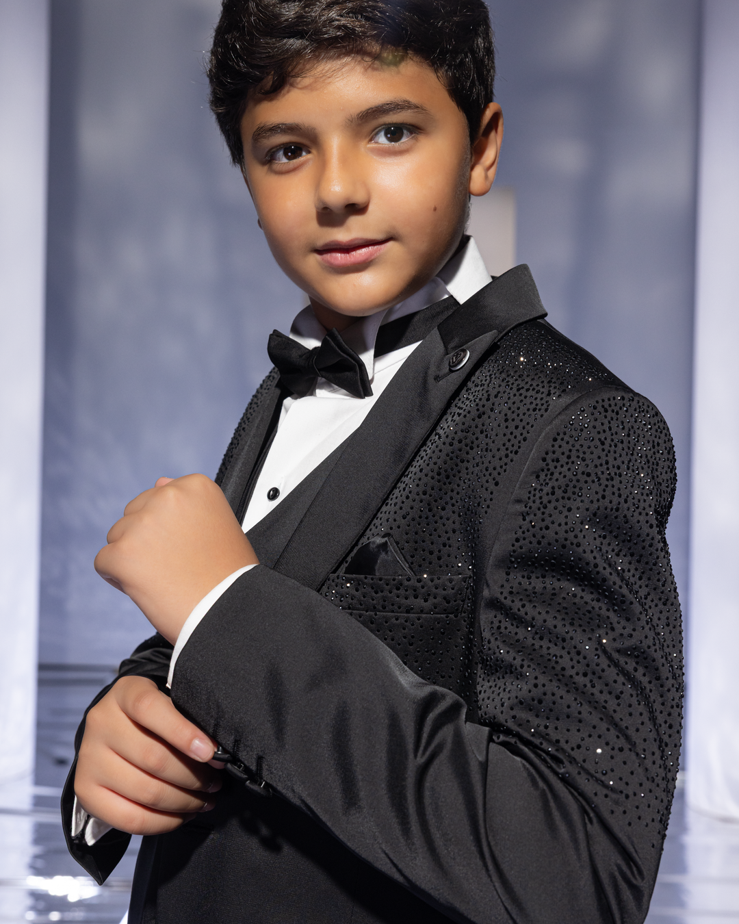 Glitter-Embellished Formal Suit Set