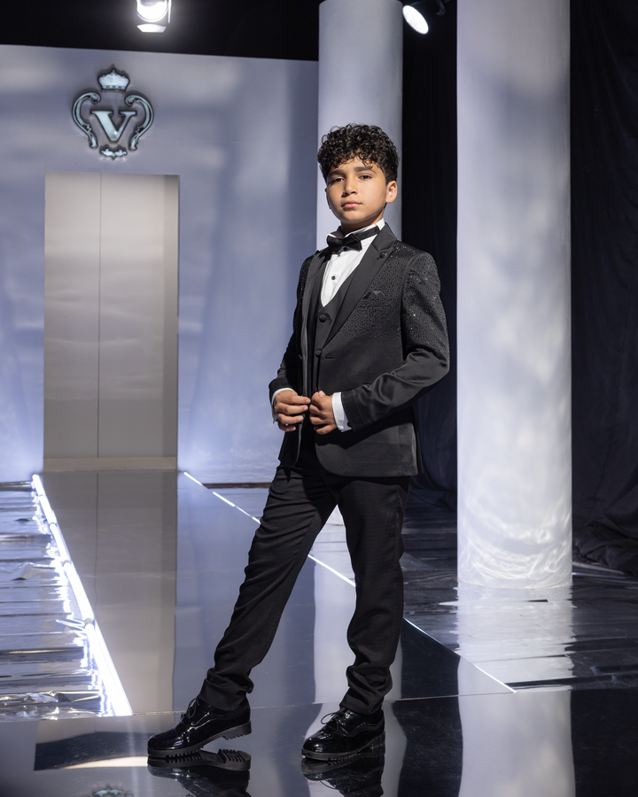 Glitter-Embellished Formal Suit Set