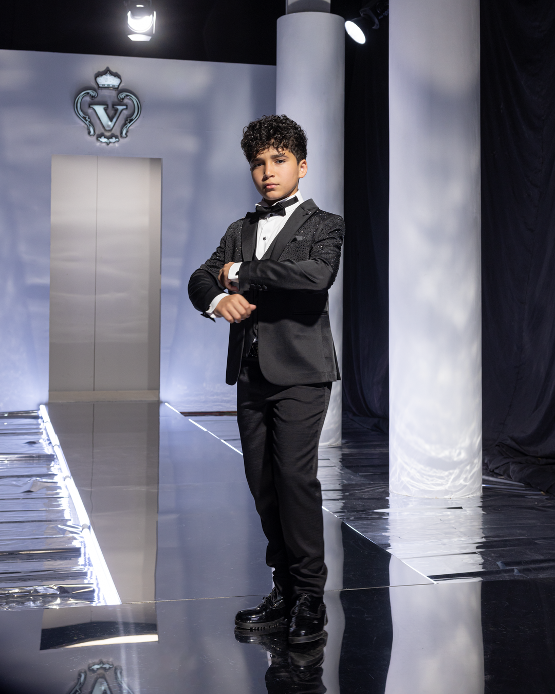 Glitter-Embellished Formal Suit Set