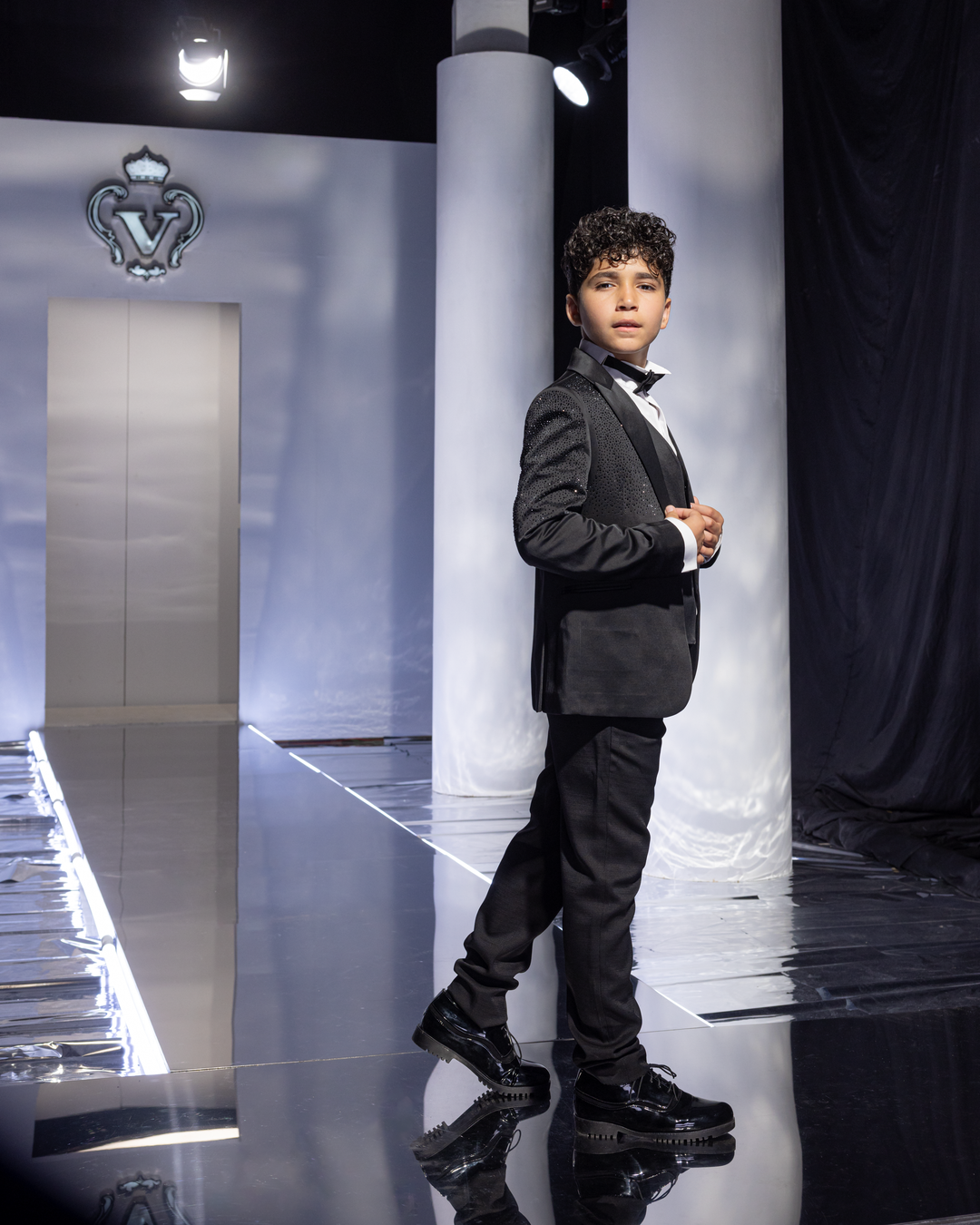 Glitter-Embellished Formal Suit Set