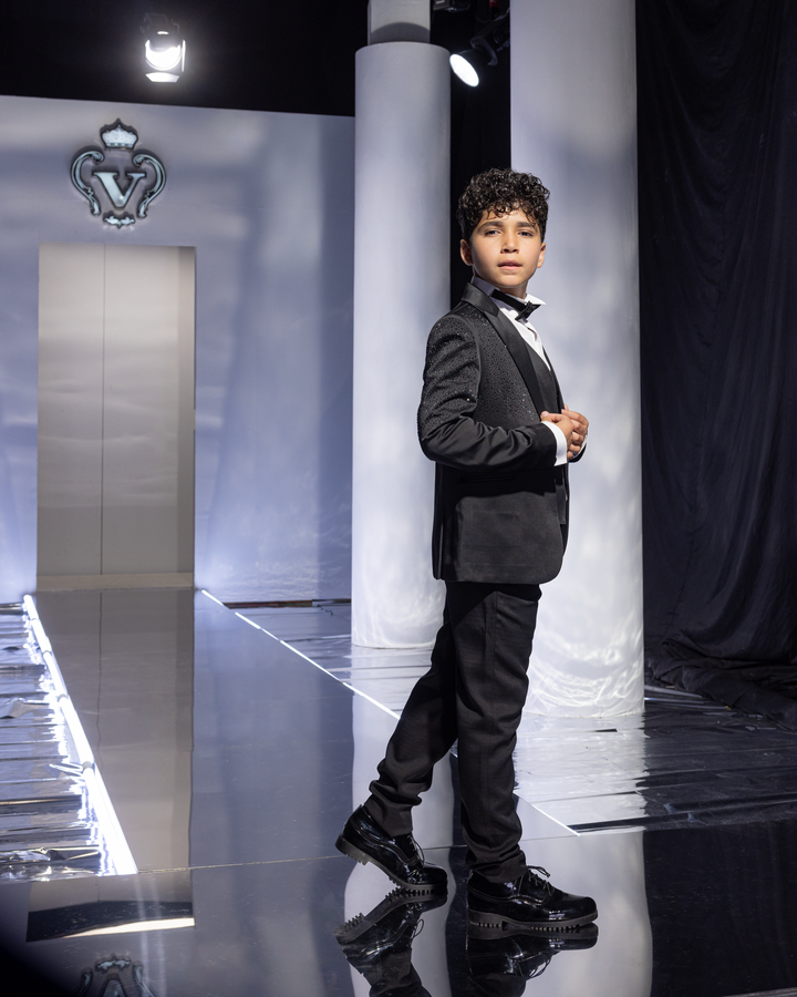 Glitter-Embellished Formal Suit Set