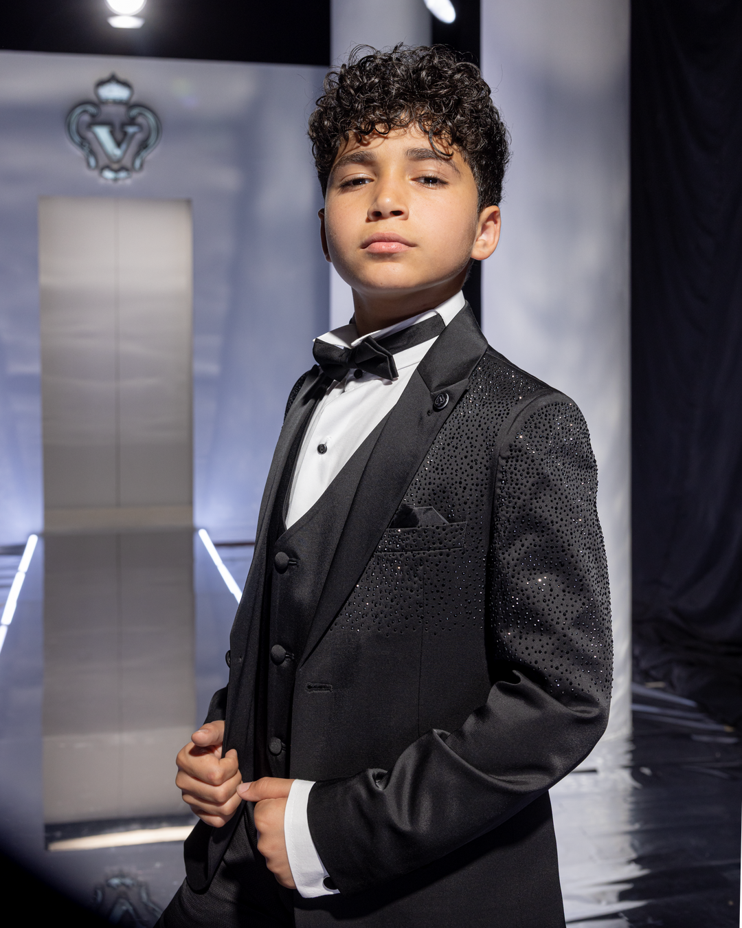 Glitter-Embellished Formal Suit Set