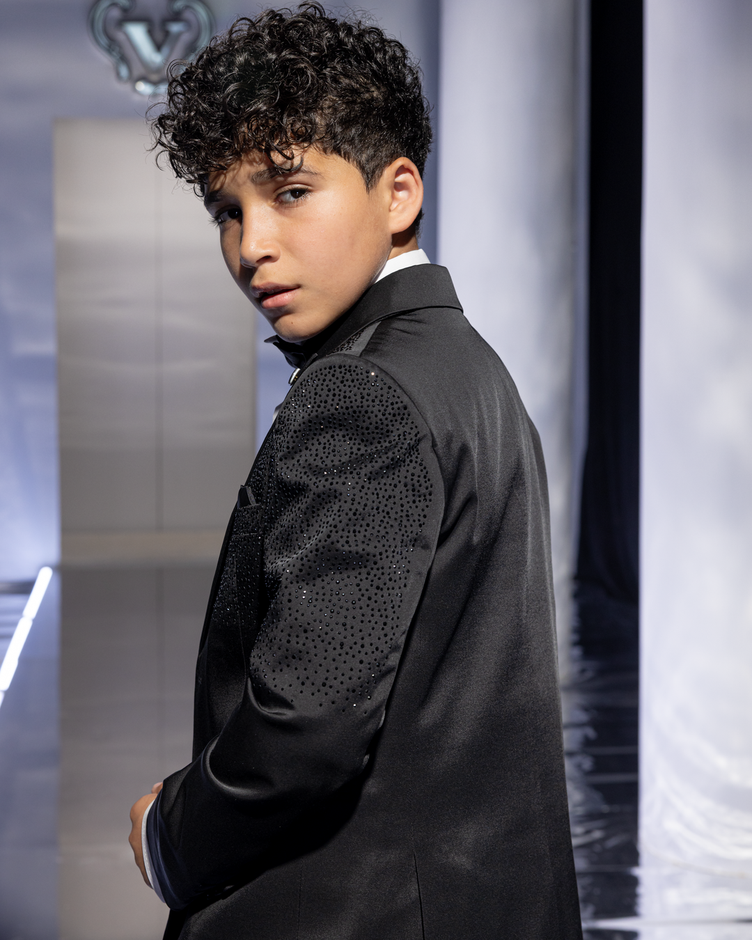 Glitter-Embellished Formal Suit Set