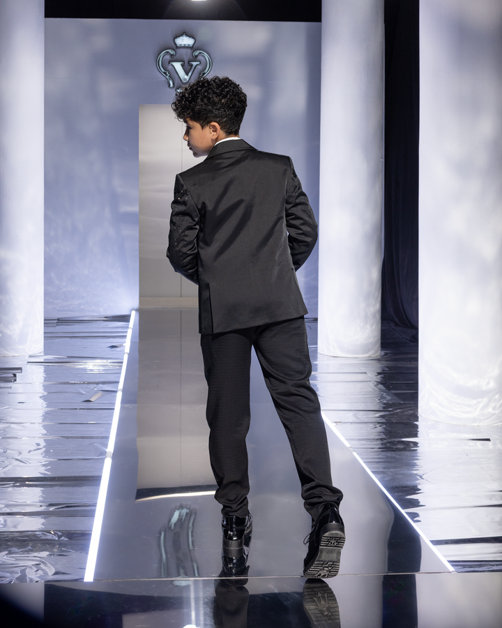 Glitter-Embellished Formal Suit Set