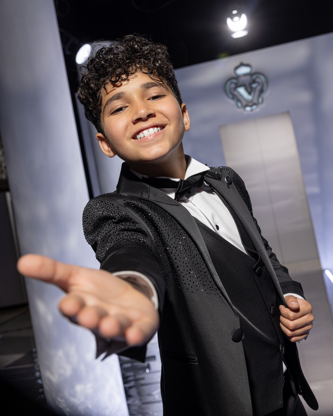 Glitter-Embellished Formal Suit Set