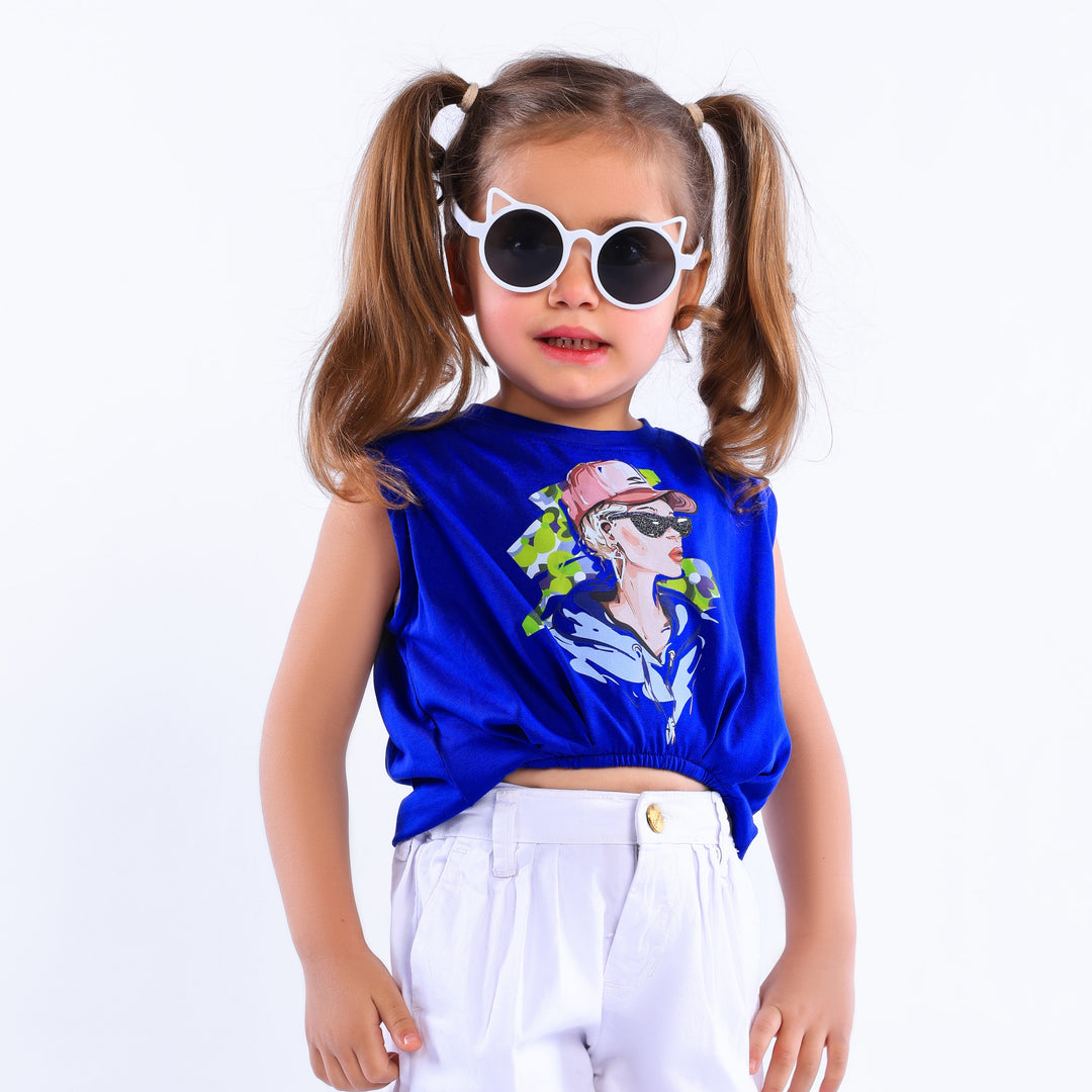 "Cool Girl" Sleeveless Graphic Crop Top