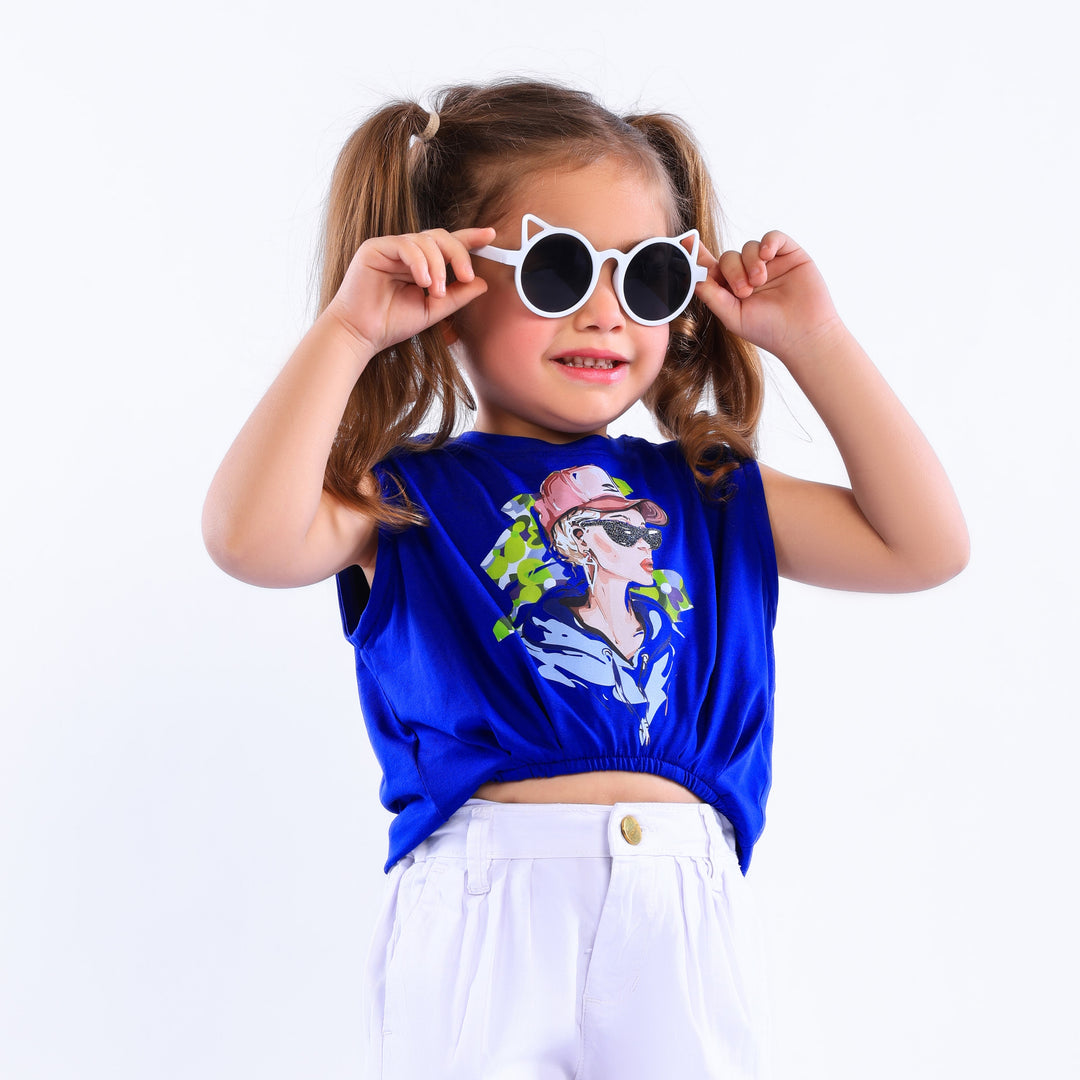 "Cool Girl" Sleeveless Graphic Crop Top