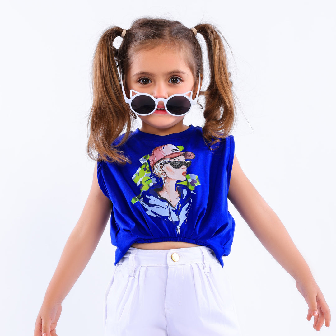 "Cool Girl" Sleeveless Graphic Crop Top