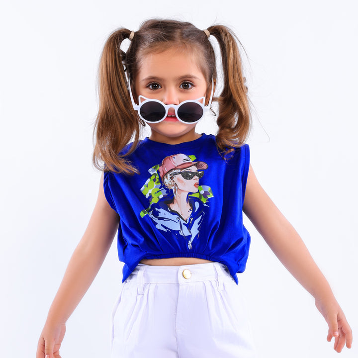 "Cool Girl" Sleeveless Graphic Crop Top