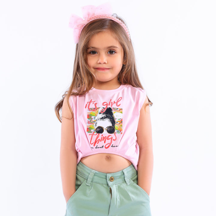 Girls' Short-Sleeve Elastic Hem T-Shirt