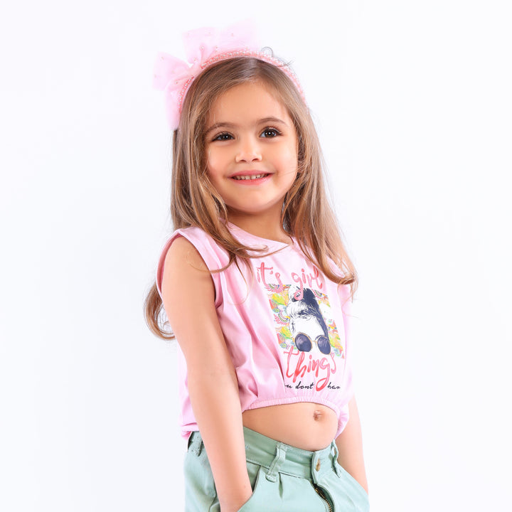 Girls' Short-Sleeve Elastic Hem T-Shirt