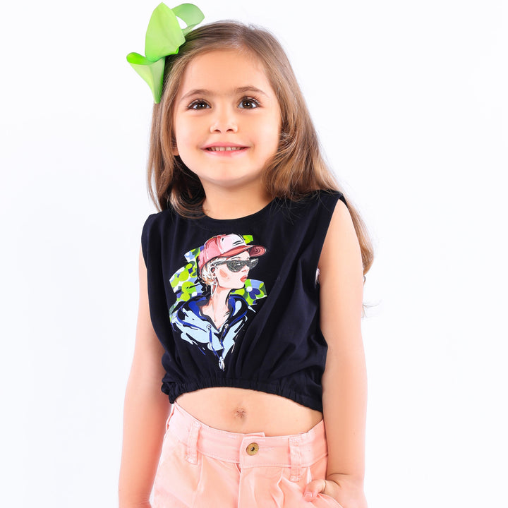 "Cool Girl" Sleeveless Graphic Crop Top