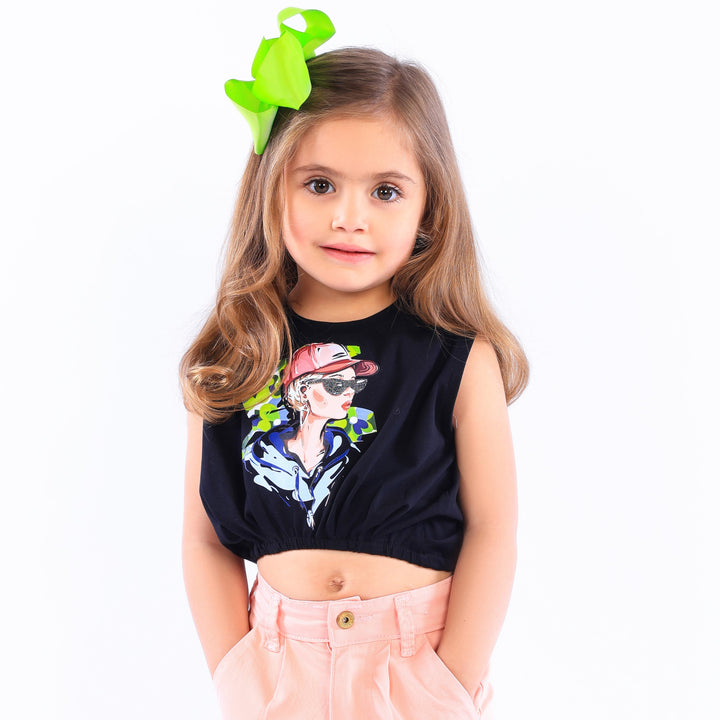 "Cool Girl" Sleeveless Graphic Crop Top