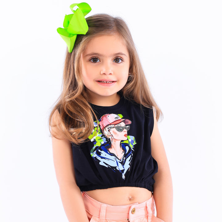 "Cool Girl" Sleeveless Graphic Crop Top
