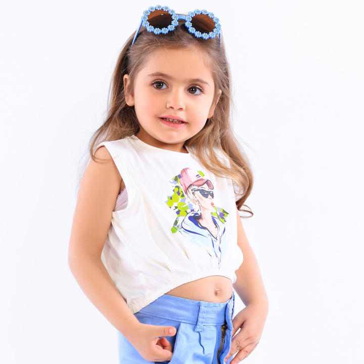 "Cool Girl" Sleeveless Graphic Crop Top