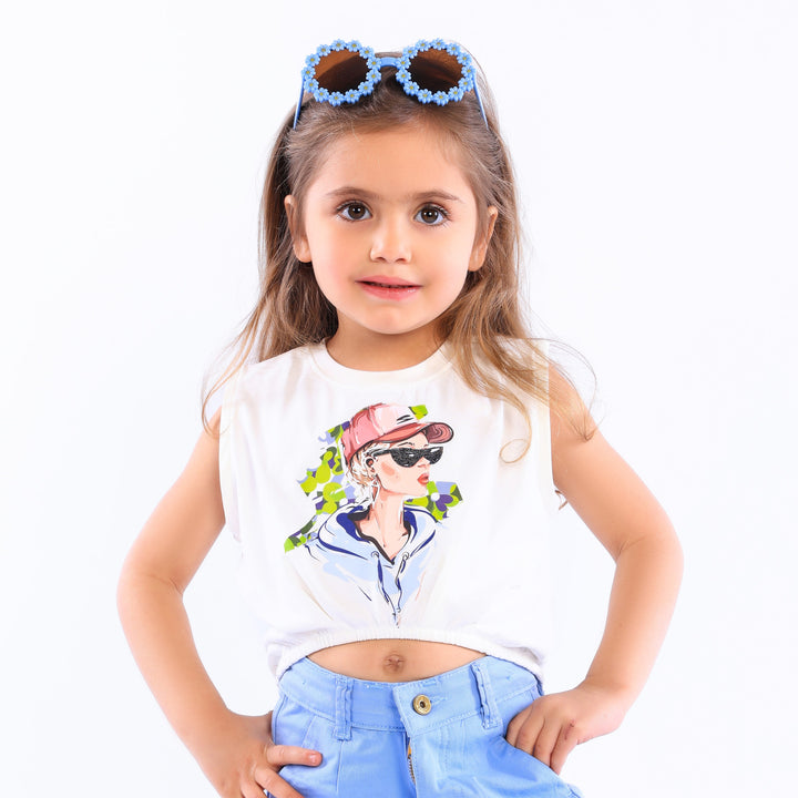 "Cool Girl" Sleeveless Graphic Crop Top