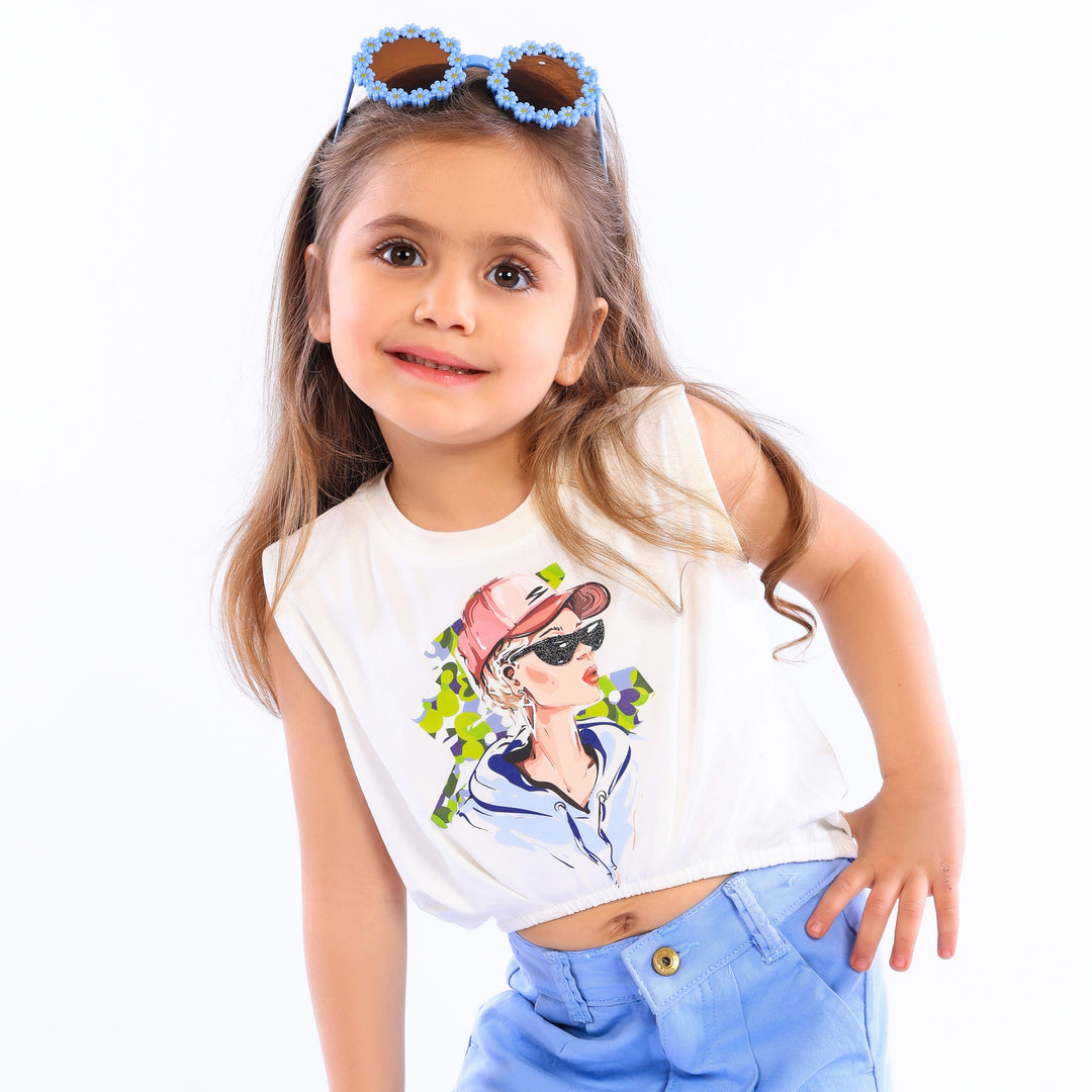 "Cool Girl" Sleeveless Graphic Crop Top