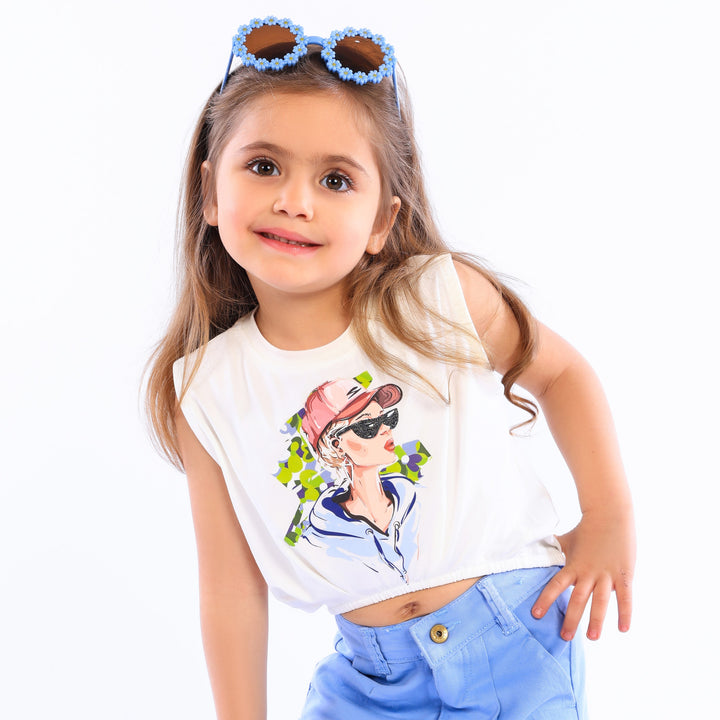"Cool Girl" Sleeveless Graphic Crop Top