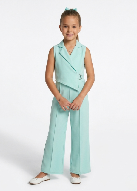 Chic Sleeveless Blazer & Wide-Leg Trouser Set