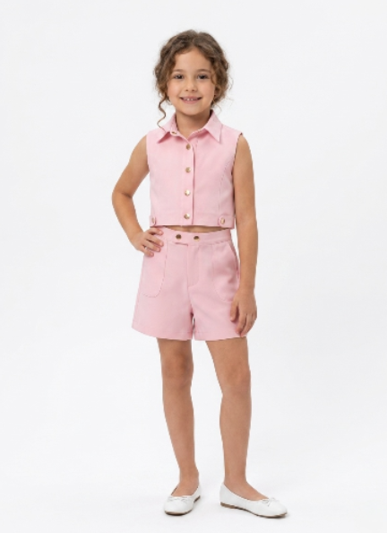 Kids' Chic Cropped Vest and Shorts Set