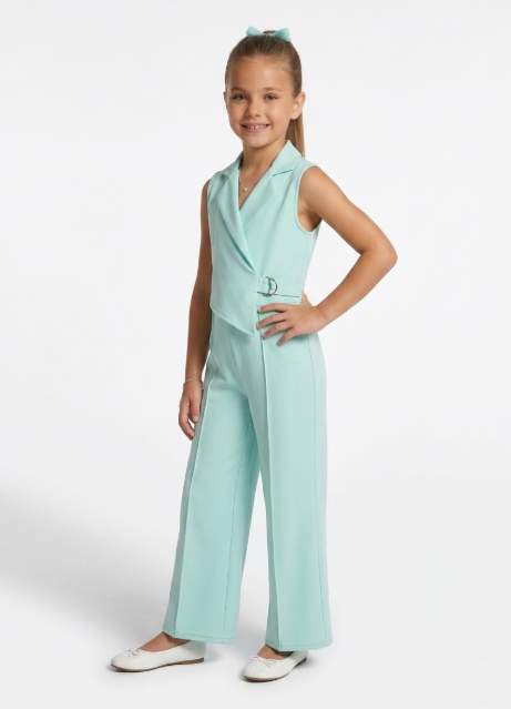Chic Sleeveless Blazer & Wide-Leg Trouser Set