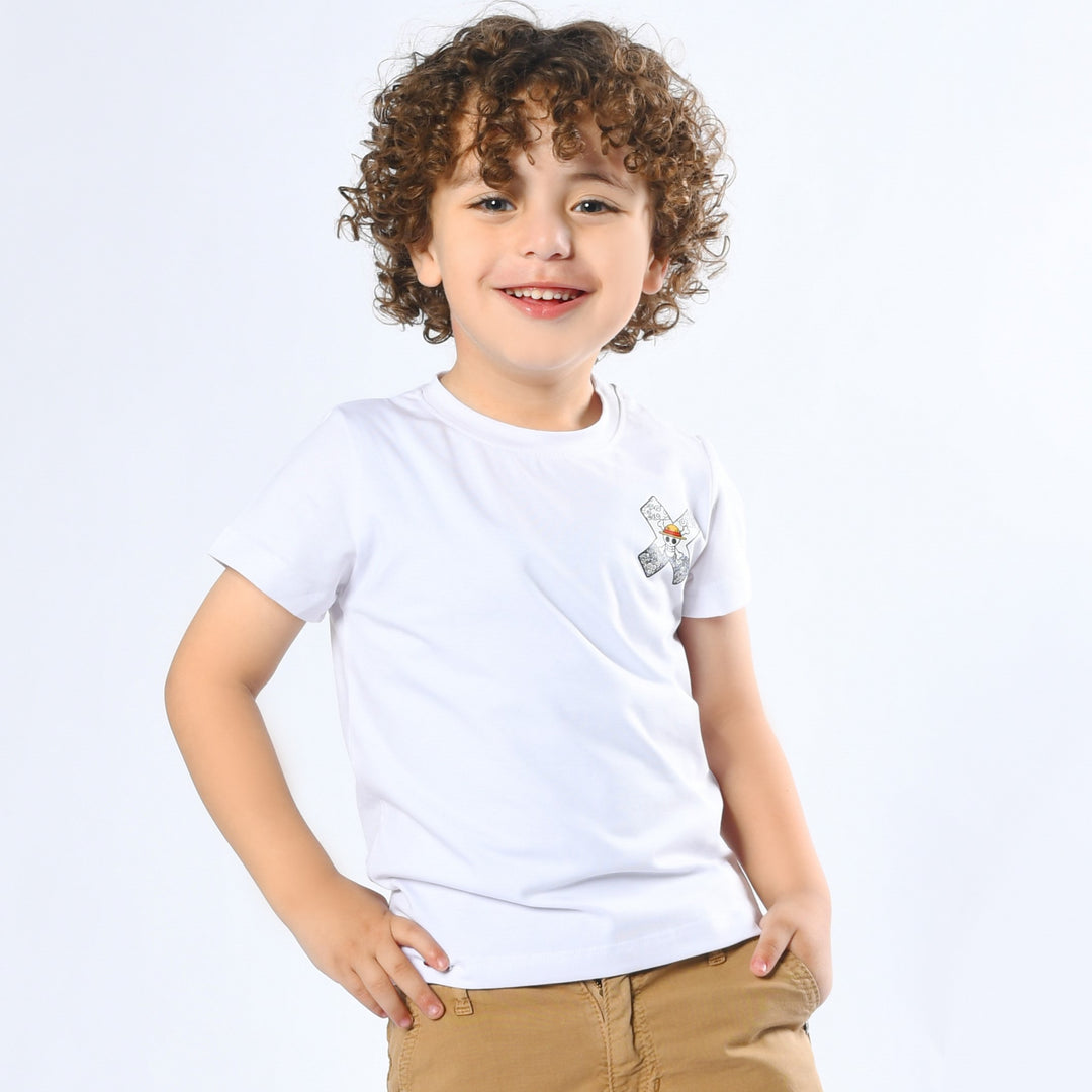 Boys' One Piece Luffy Graphic T-Shirt - Dual Sided Design