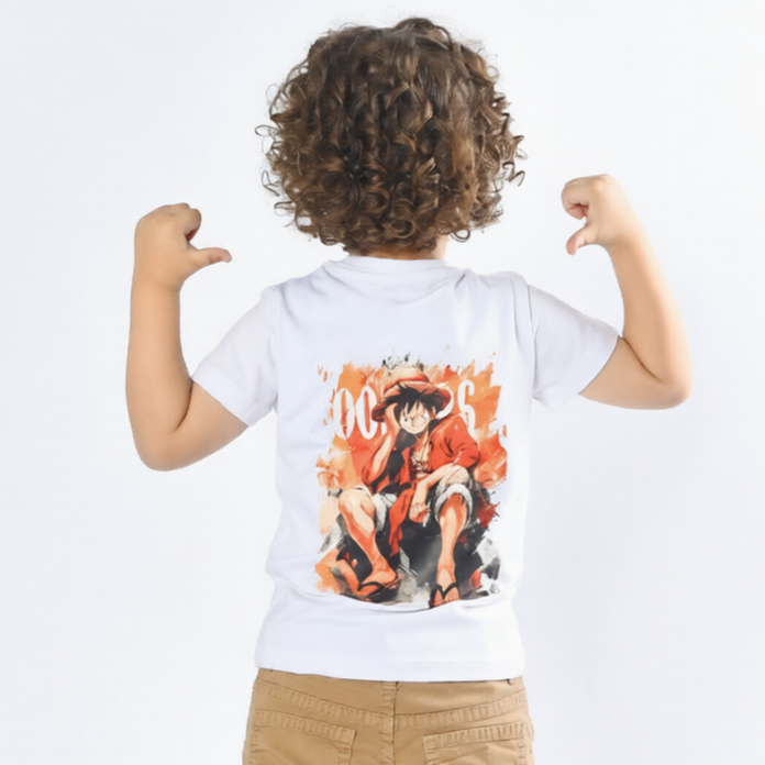 Boys' One Piece Luffy Graphic T-Shirt - Dual Sided Design