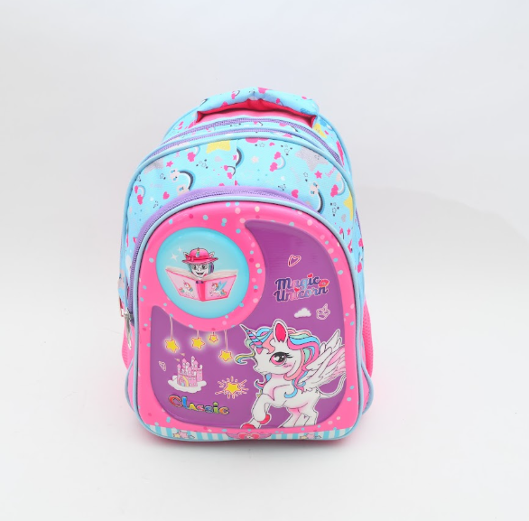 Magic Unicorn Sky Blue & Pink Kids School Backpack