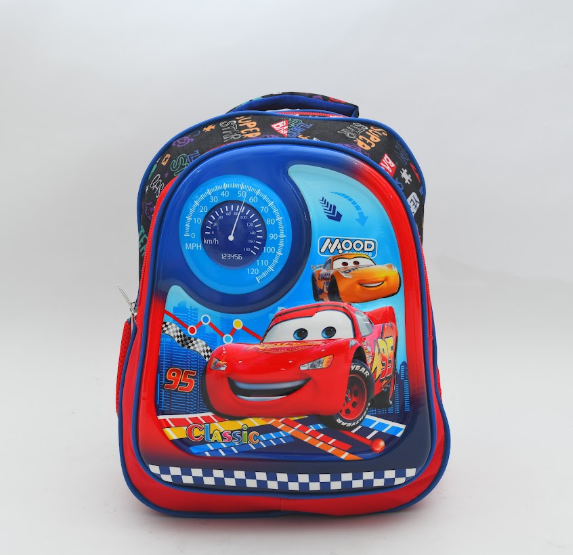 isney Cars Lightning McQueen Kids School Backpack – Red & Blue Speed Edition