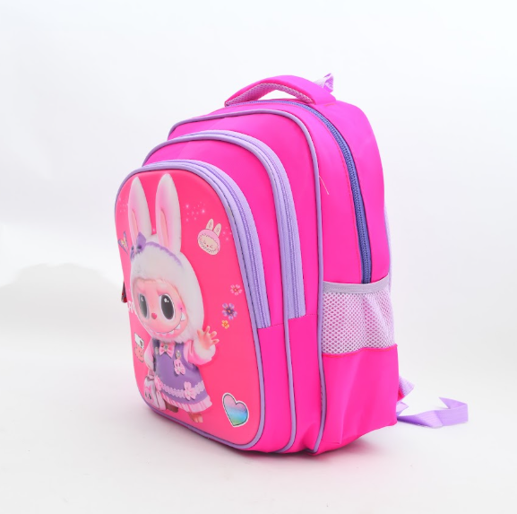 Labubu Cute Bunny Outfit 3D Pink School Backpack