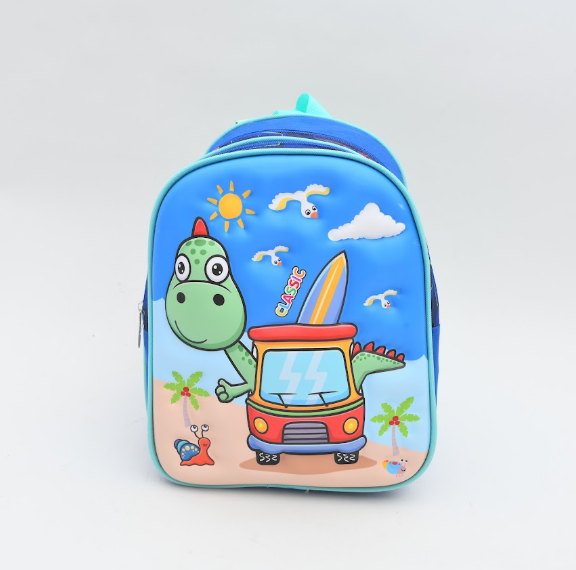 3D Surf Dinosaur Van Kids Backpack - Sky Blue