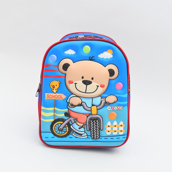 3D Cycling Teddy Bear Kids Backpack - Bright Blue