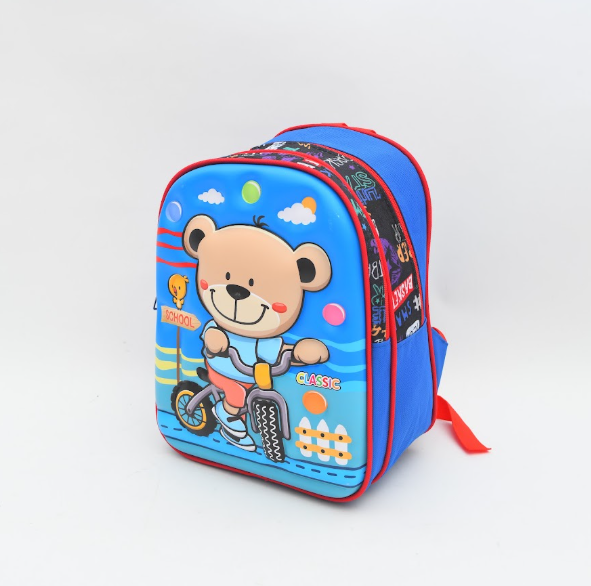 3D Cycling Teddy Bear Kids Backpack - Bright Blue