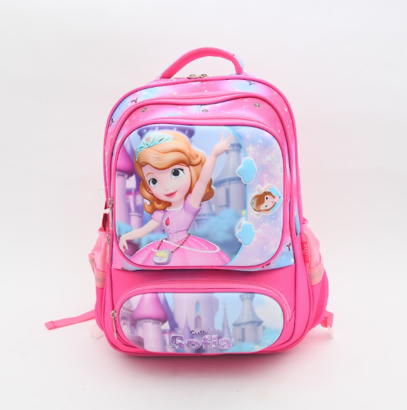 Disney Sofia the First 3D Embossed School Backpack - Bright Pink