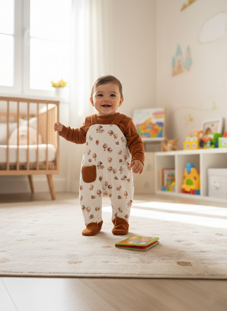 Cozy Snail & Mushroom Fleece Sleepsuit