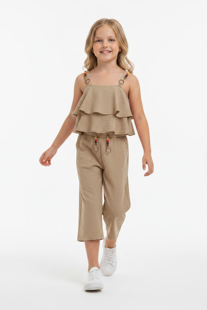 Boho Chic Ruffle Cami & Flowy Wide-Leg Pants Set