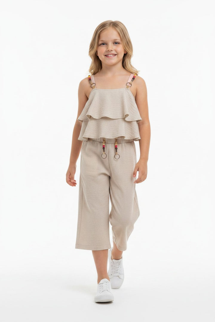 Girls' 2-Piece Ruffle Tiered Cami Top and Wide-Leg Pants Set