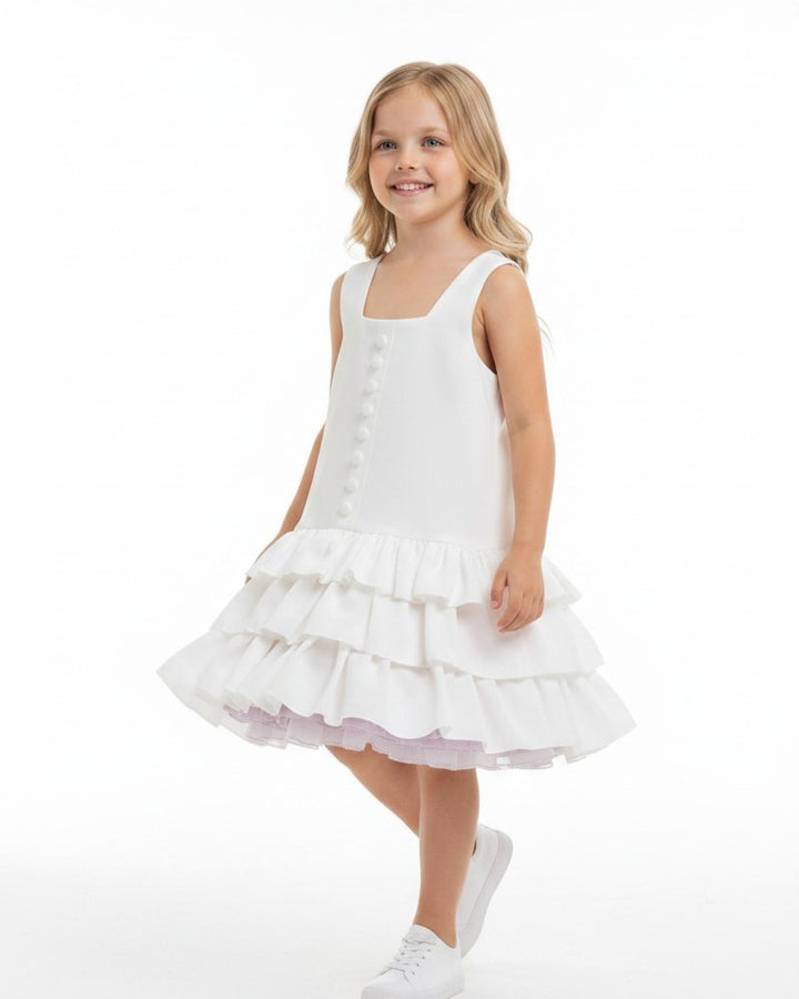 Sleeveless Drop-Waist Multi-Tiered Ruffled Dress