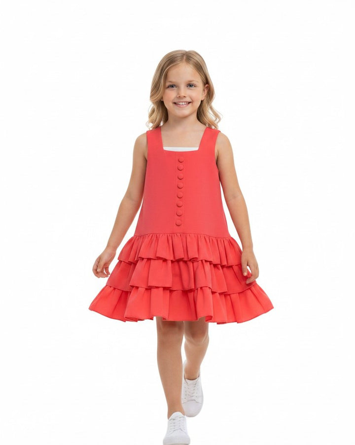 Sleeveless Drop-Waist Multi-Tiered Ruffled Dress