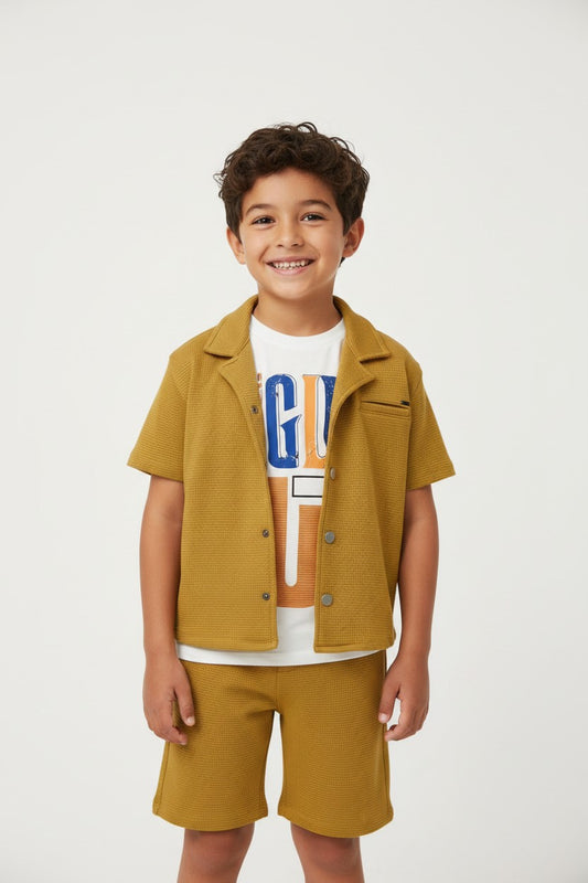 Boys' Textured Waffle-Knit 3-Piece Co-ord Set