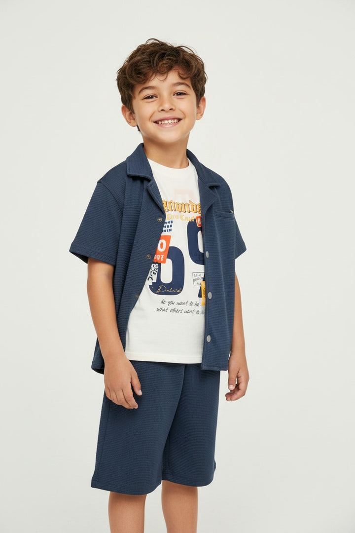Boys' Textured Waffle-Knit 3-Piece Co-ord Set