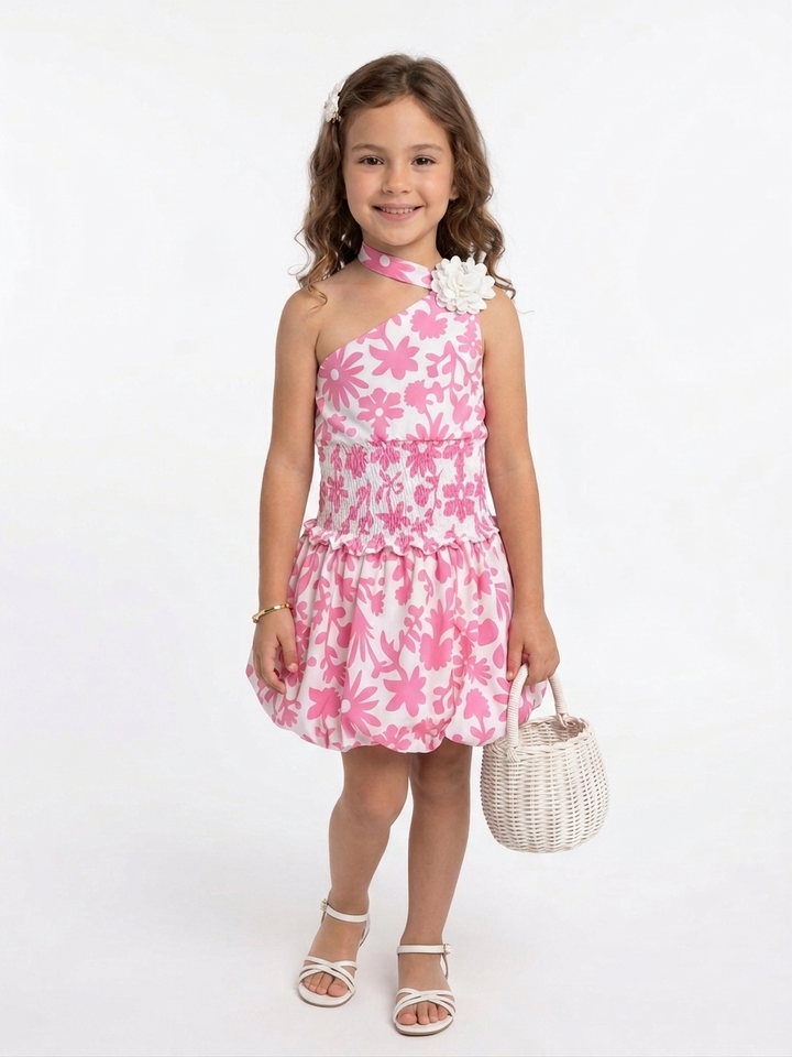 Floral Bloom One-Shoulder Bubble Dress